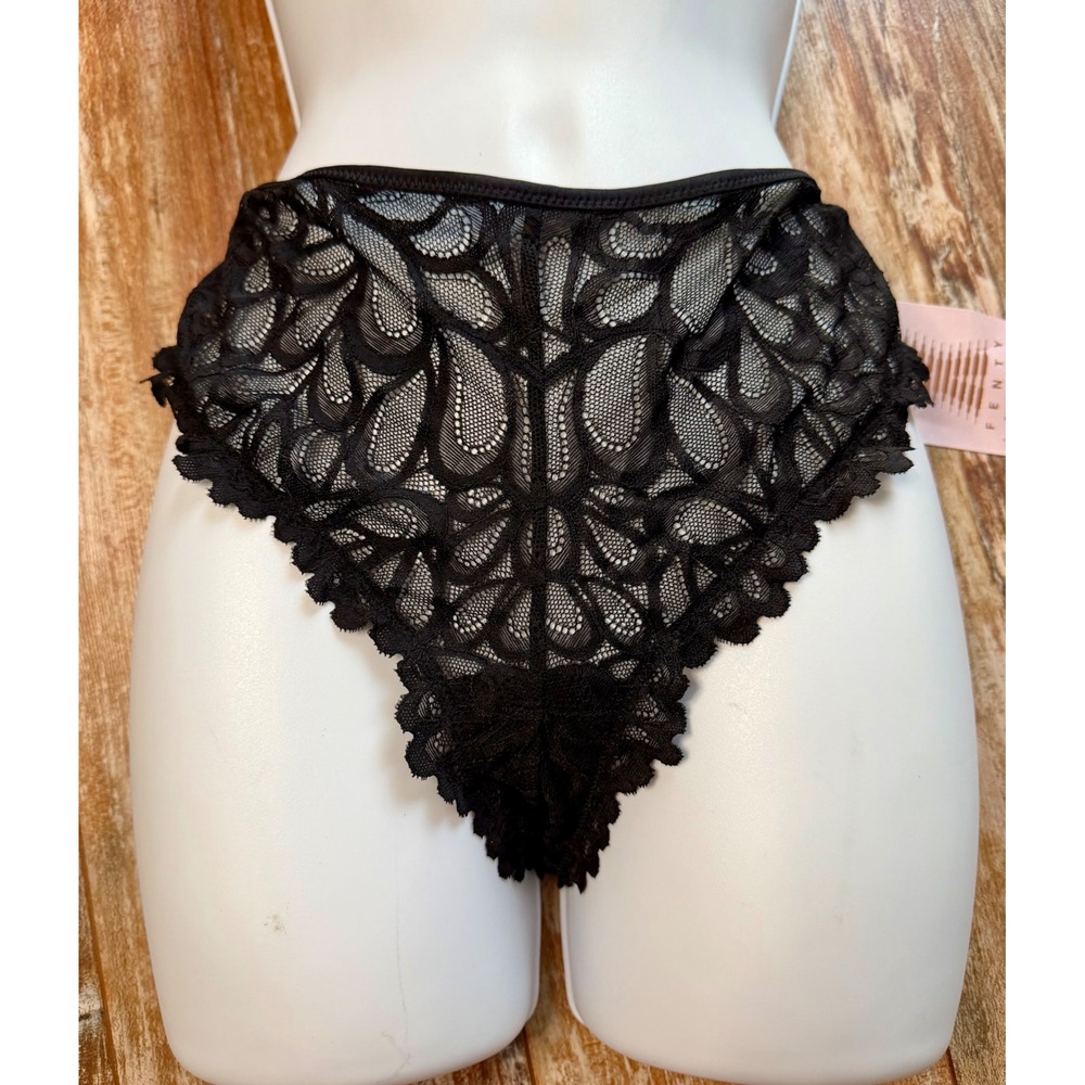 Savage X Fenty Panties Womens L Black Lace Cheeky Strappy Back NWT Rihanna